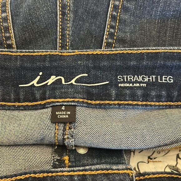INC International Concepts Straight leg Frayed Hem Blue Jeans Size 4 EUC - Picture 7 of 12